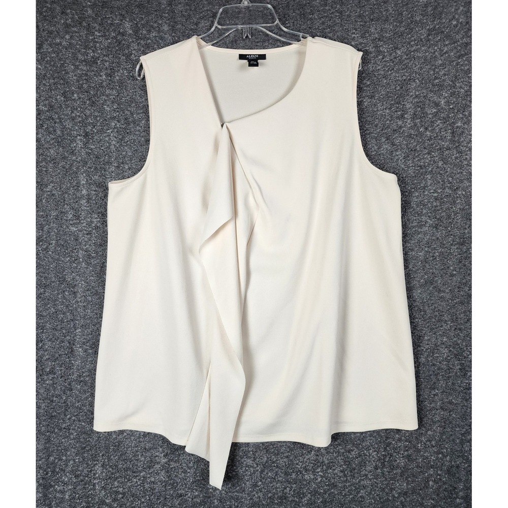 Alfani Top Womens 3X Asymmetrical Draped Front Cream Sleeveless Blouse EUC